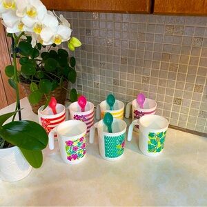 Vintage Tupperware handled mugs with hang on spoons Tropical Glamour mug parfait